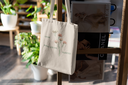 Grow Where You Are Planted Natural Tote Bag